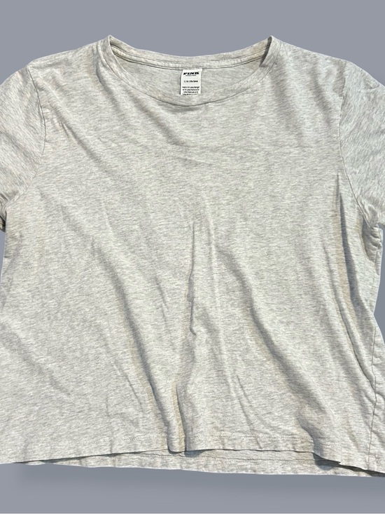 PINK Victoria's Secret Tops - Victoria’s Secret PINK Light Gray Basic Crewneck Tee